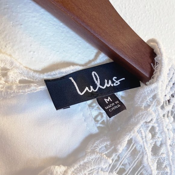 LULU's White Hey Doll Ivory Lace Shift Mini Dress, Medium - Picture 8 of 10